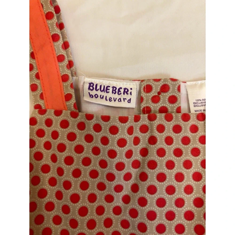 Blueberi Boulevard Girls Red Coral Polka Dot Orange Bow Dress Size 6